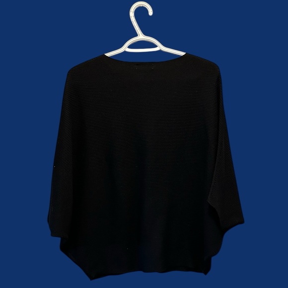 Jacqueline De Yong Open Sleeve Ribbed Knit Poncho Sweater Top Black Size M - Picture 3 of 5